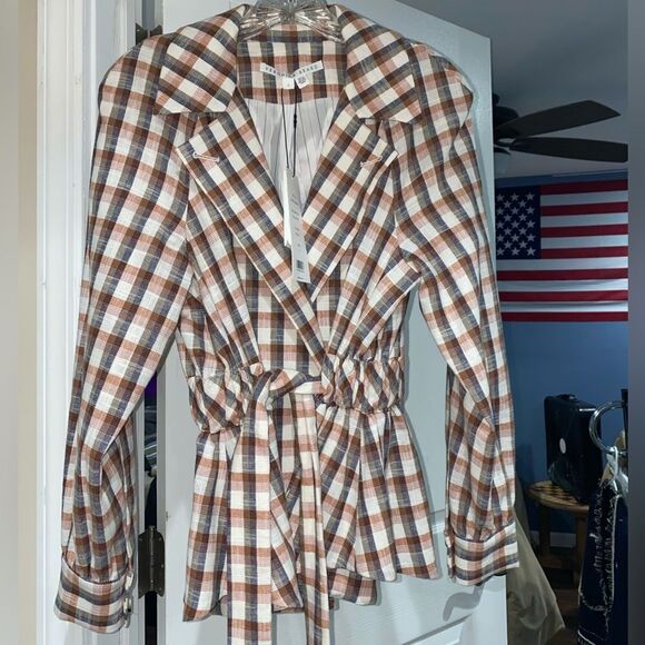 NWT Veronica Beard Lin Belted Plaid Jacket Blazer - Picture 5 of 15